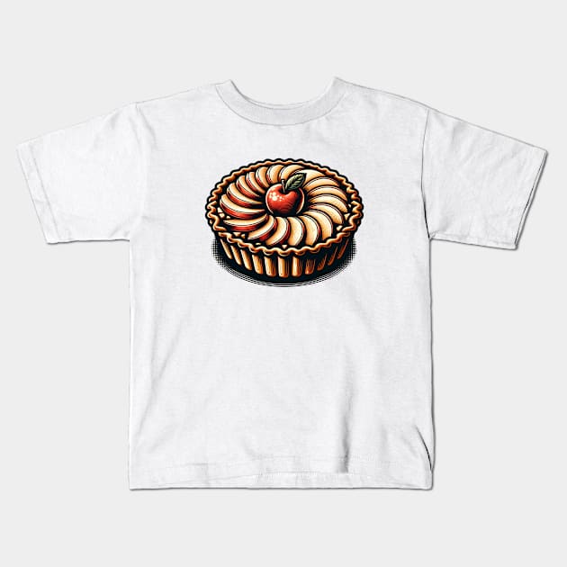 Apple Pie Cafe Slice Sweet Kawaii Art Bake Kids T-Shirt by Flowering Away